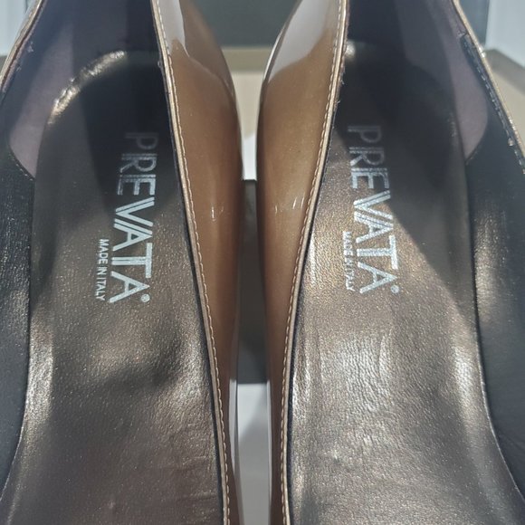 NIB ✅ PREVATA Italian Leather Heel Shoes 9 Taupe  ✨ NEW WITH BOX - Picture 12 of 14
